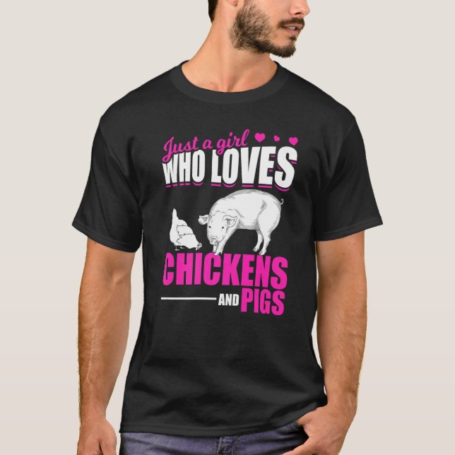 Farm Animal  Girls Farmer Women Farming Pig Chicke T Shirt (Framsida)