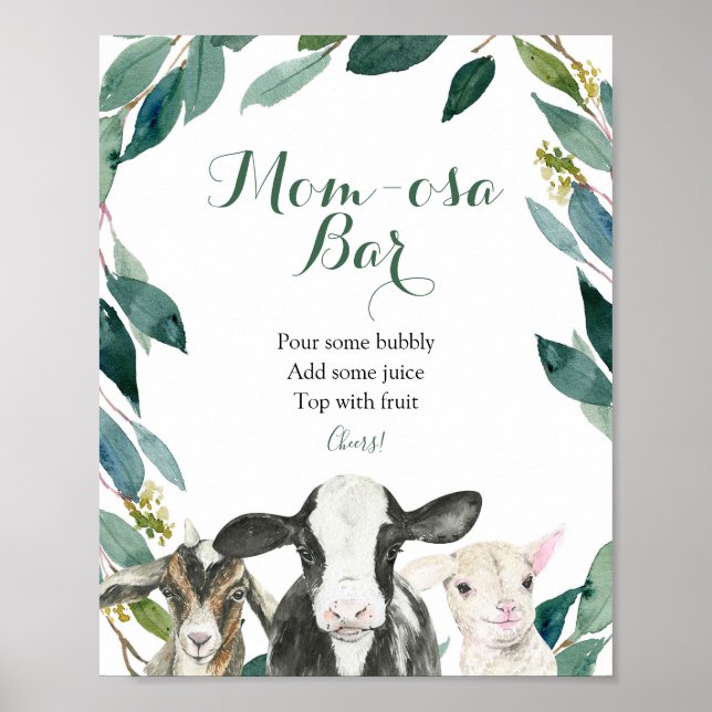 Farm Animal Greenery Boy Momosa Pub-tecken Poster (Framsidan)