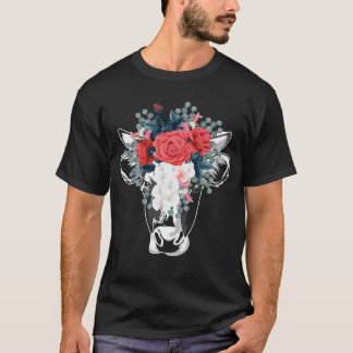 Farm Animal Nature Flower Gift Cow T Shirt