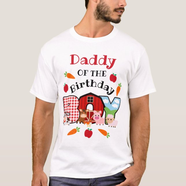 Farm Animal Pappa från Birthday Boy | Barnyard T Shirt (Framsida)