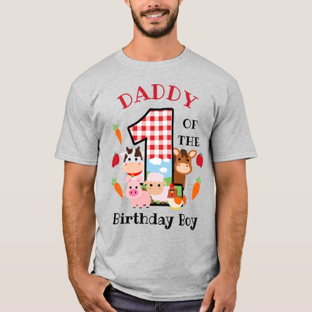 Farm Animal Pappa från första födelsedagen T Shirt (Framsida)