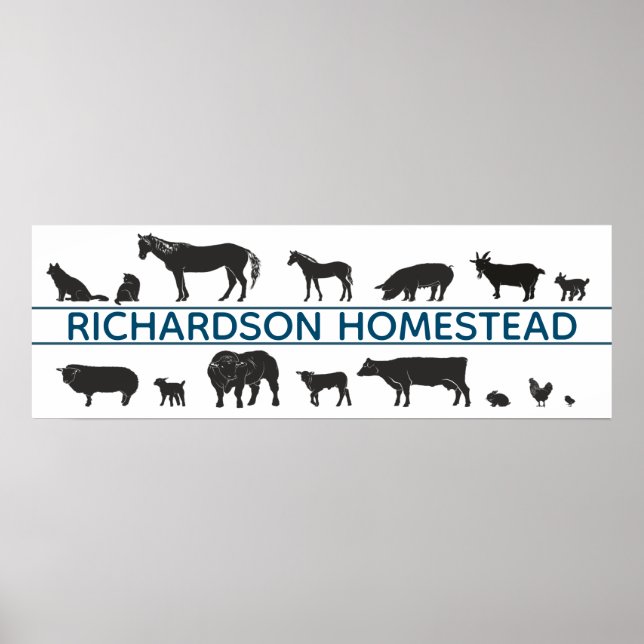 Farm Animal Silhouettes Personlig Homestead Poster (Framsidan)