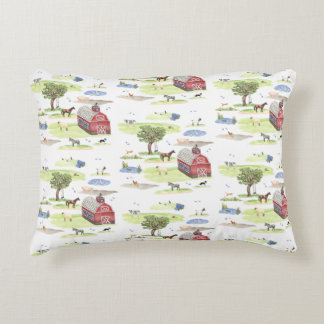 Farm Animal Toile Accent Pillow (Original Colors) Prydnadskudde