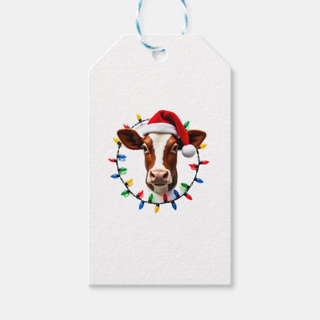 Farm Animal Xmas Pajamas Costume Farmer Christmas  Presentetikett (Framsidan)