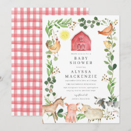 Farm Animals Baby Shower Invitation Inbjudningar