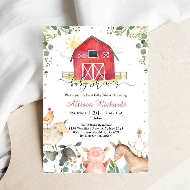 Farm Animals Baby Shower Invitation Inbjudningar (Skapare uppladdad)