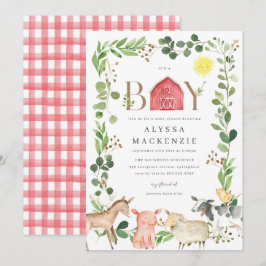 Farm Animals Baby Shower Invitation Inbjudningar