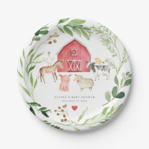 Farm Animals Baby Shower Paper Plates