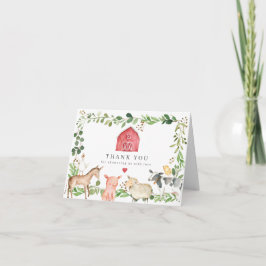 Farm Animals Baby Shower Thank You Card Tack Kort