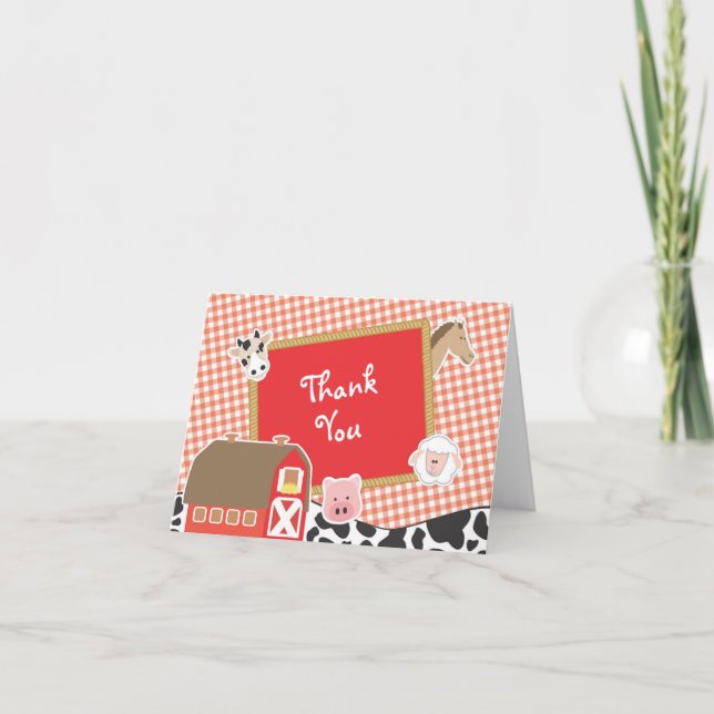 Farm Animals Baby Shower Thank You Cards Tack Kort (Framsida)