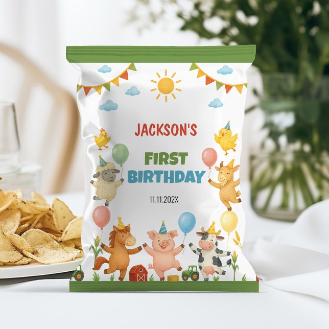 Farm Animals Barnyard Birthday Chip Bag Wrapper Reklamblad (Skapare uppladdad)