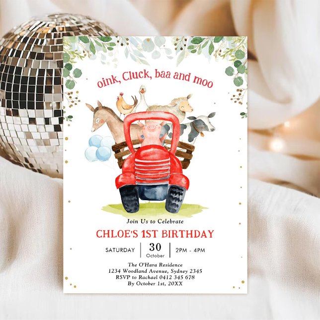Farm Animals Birthday Invitation Inbjudningar (Skapare uppladdad)
