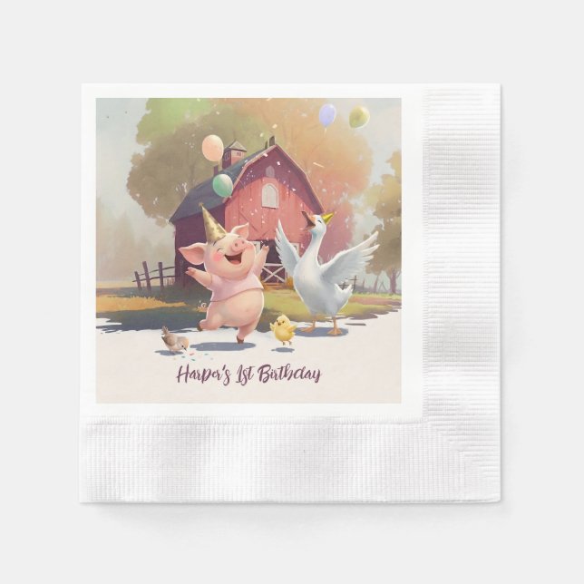 Farm Animals Birthday Party Paper Pappersservett (Framsidan)