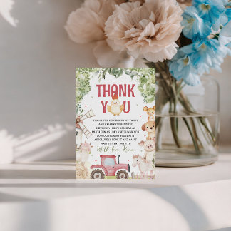 Farm Animals Birthday Thank You Card Inbjudningar