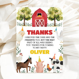 Farm Animals Boy Birthday Tack Kort