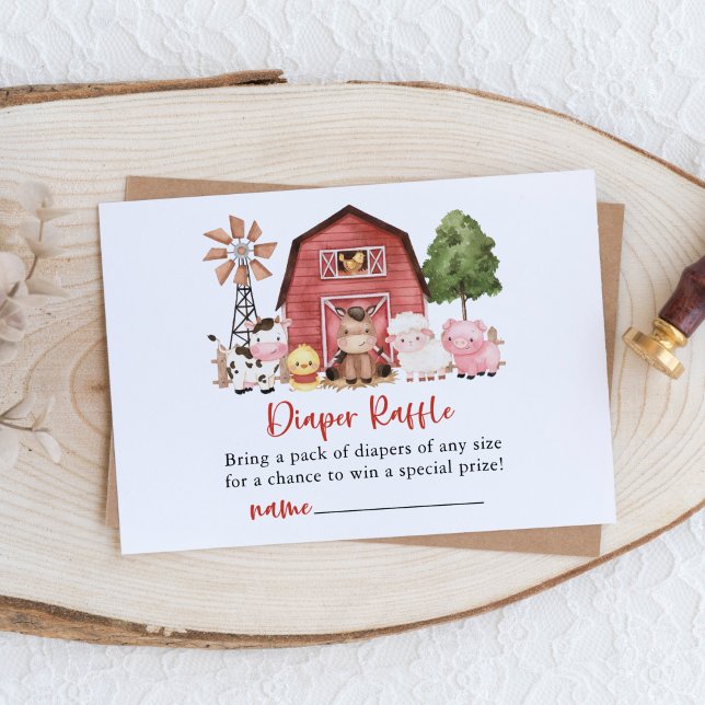 Farm Animals, Cute Animals, Barn, Diaper Raffle Tilläggskort (Skapare uppladdad)