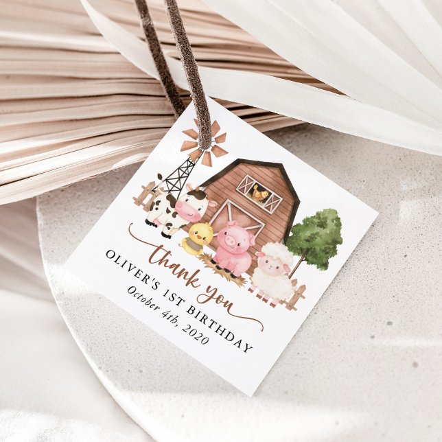 Farm Animals, Cute Animals, Barn, First Birthday Gåvor Etiketter (Skapare uppladdad)