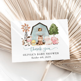 Farm Animals, Cute Animals, Blue Barn, Baby Shower Tack Kort