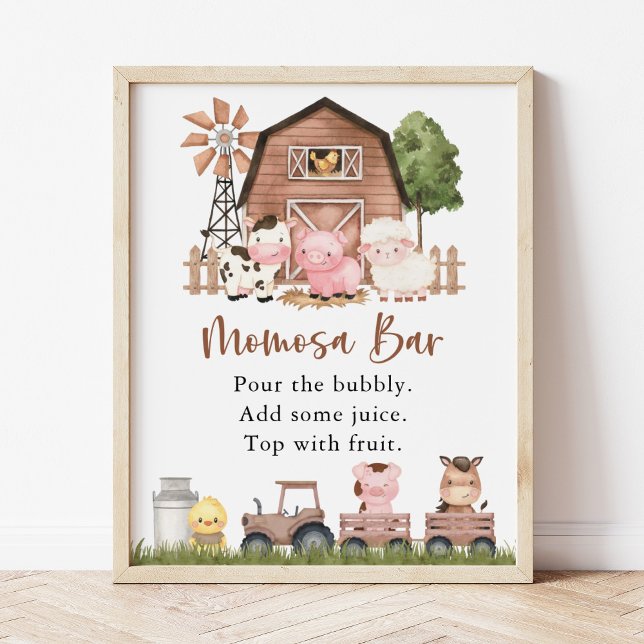 Farm Animals, Cute Animals, Brown Barn, Momosa Bar Poster (Skapare uppladdad)