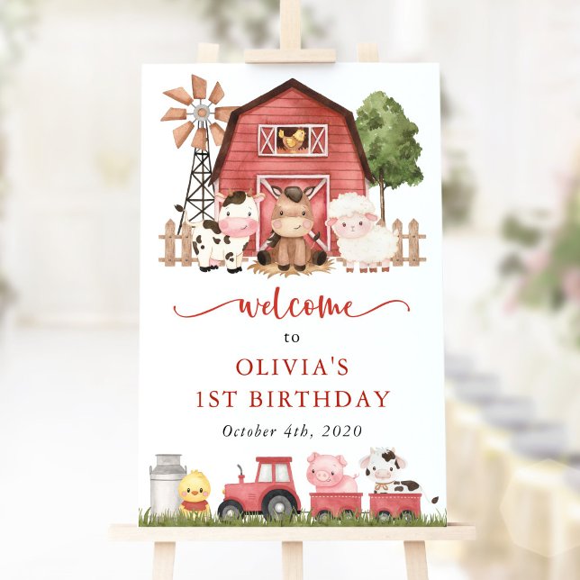 Farm Animals, Cute Animals, First Birthday Welcome Poster (Skapare uppladdad)