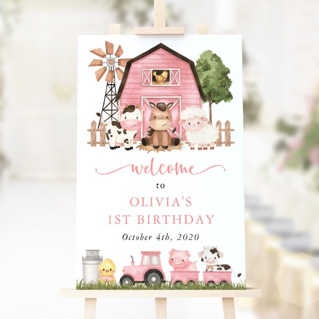 Farm Animals, Cute Animals, First Birthday Welcome Poster (Skapare uppladdad)