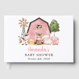 Farm Animals, Cute Animals, Pink Barn, Baby Shower Gästböcker