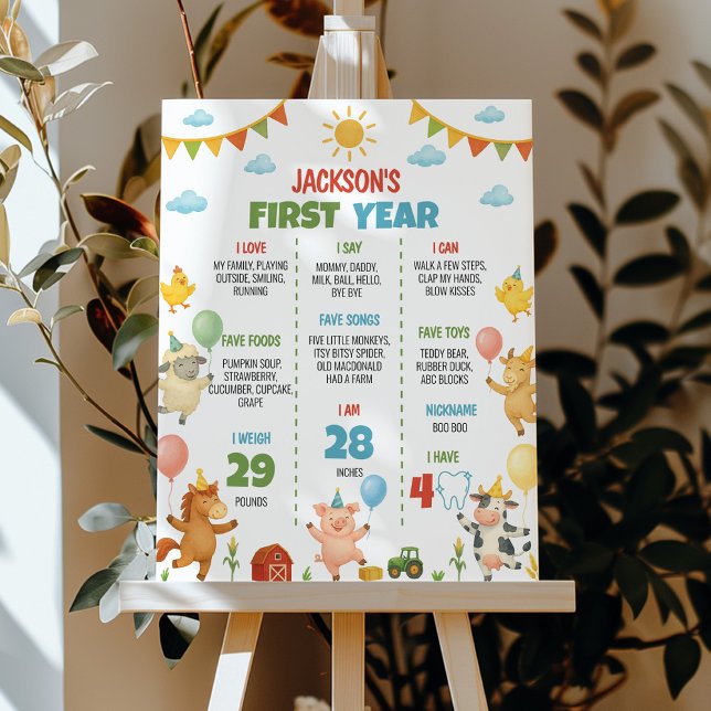 Farm Animals First Year Milestone Sign Poster (Skapare uppladdad)