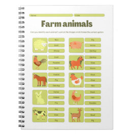 Farm Animals Identification Educational Worksheet Anteckningsbok