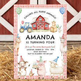 Farm Animals Kids Birthday Invitation Inbjudningar