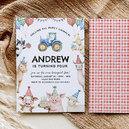 Farm Animals Kids Birthday Invitation Inbjudningar