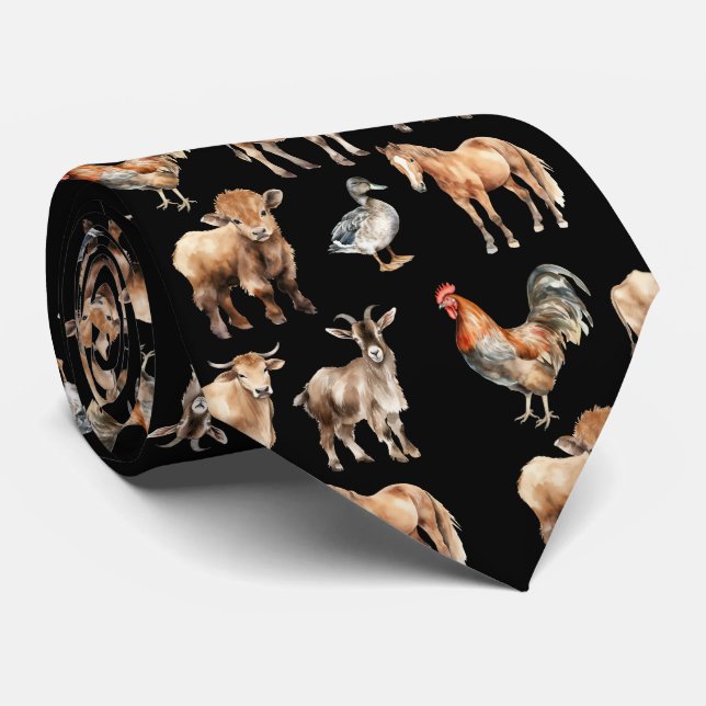 Farm Animals Pattern Neck Tie Slips (Rullad)