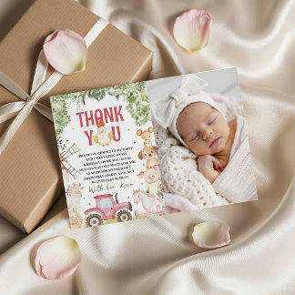 Farm Animals Photo Thank You Card Inbjudningar