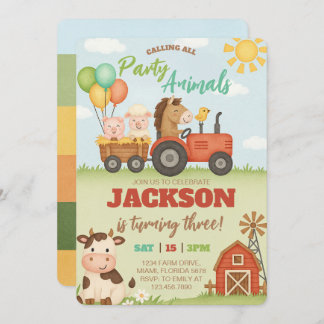Farm Animals Ranch Kids Birthday Inbjudningar