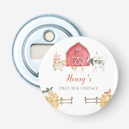 Farm Animals & Red Barn Button Bottle Opener Flasköppnare