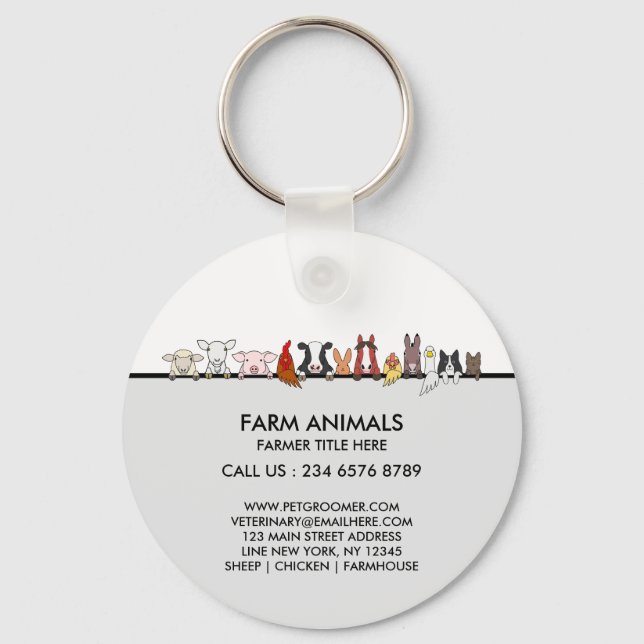 Farm Animals Sheep Chicken Cow brand gift Nyckelring (Framsida)