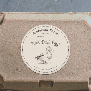 Farm Anka Eggs-etikett Brown Sticker Runt Klistermärke