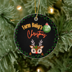 Farm Baby Första julprydnaden Julgransprydnad Keramik