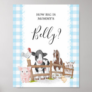 Farm Baby Shower gissar hur stor är Mamma Belly Poster