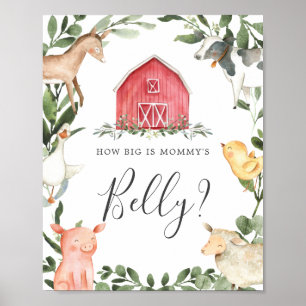 Farm Baby Shower gissar hur stor är Mamma Belly Poster