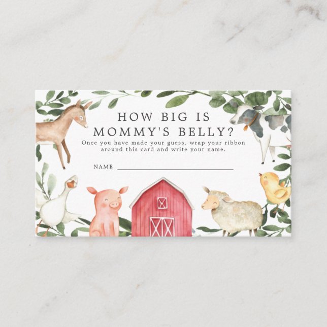 Farm Baby Shower Hur stort är Mamma Belly Card Tilläggskort (Framsida)