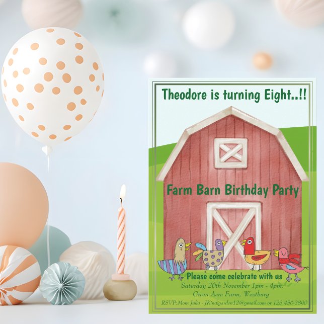 Farm Barn Födelsedagsfest Inbjudningar (Farm Barn Birthday)
