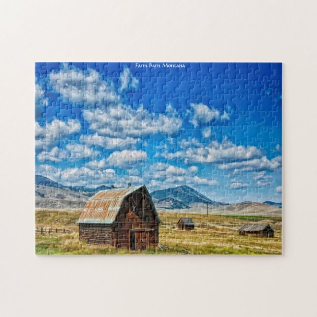 Farm Barn Montana. Jigszle Puzzle Pussel (Horisontell)