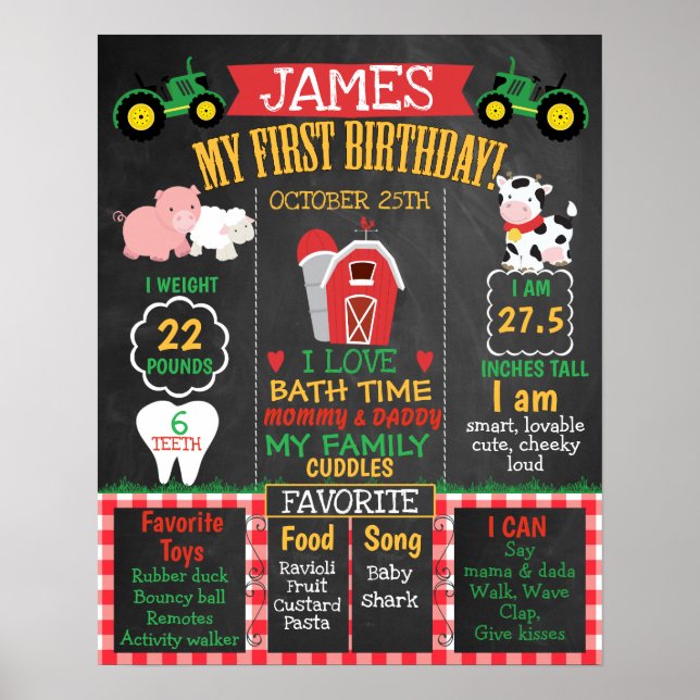 Farm Barnyard 1:a födelsedag Milestone Poster (Framsidan)