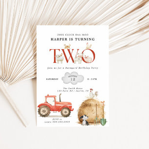 Farm Barnyard, andra födelsedag Inbjudningar