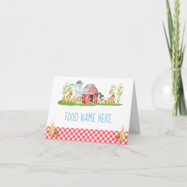 Farm Barnyard Animal Birthday Food Bord Tält Tack Kort (Framsida)