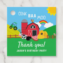 Farm Barnyard Animal Birthday Tack Kids Gåvor Etiketter