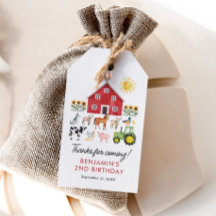 Farm Barnyard Animals Birthday Favor Tag