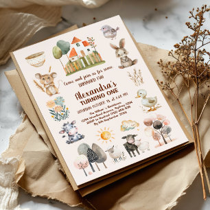 Farm Barnyard Animals Birthday Inbjudningar