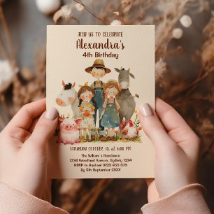 Farm Barnyard Animals Birthday Inbjudningar