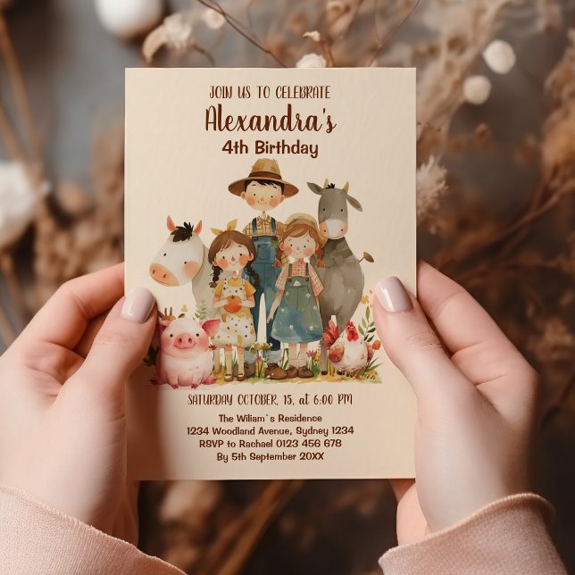 Farm Barnyard Animals Birthday Inbjudningar (Skapare uppladdad)